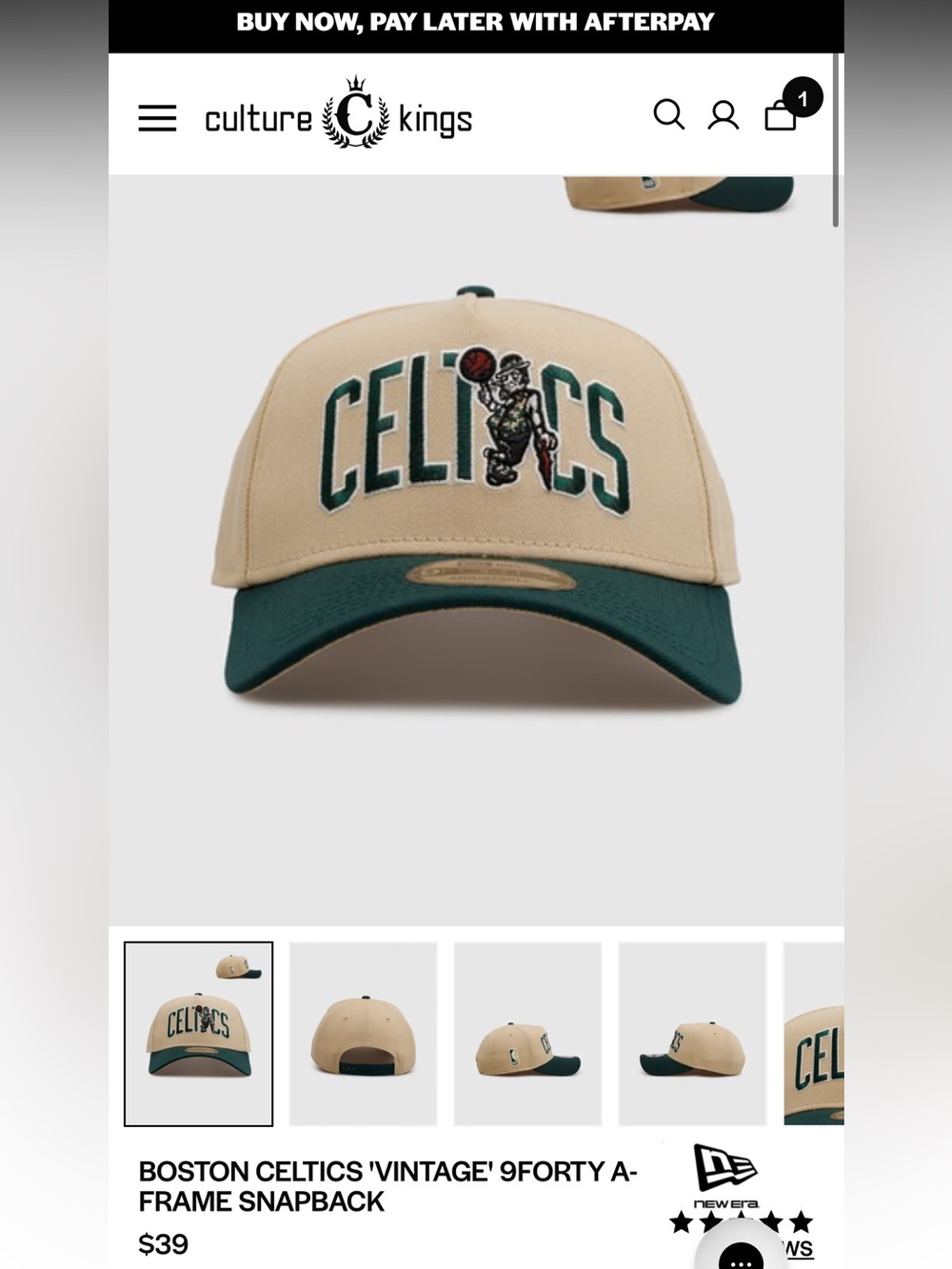 New Era Boston Celtics Tan & Green 9FORTY Snapback Hat